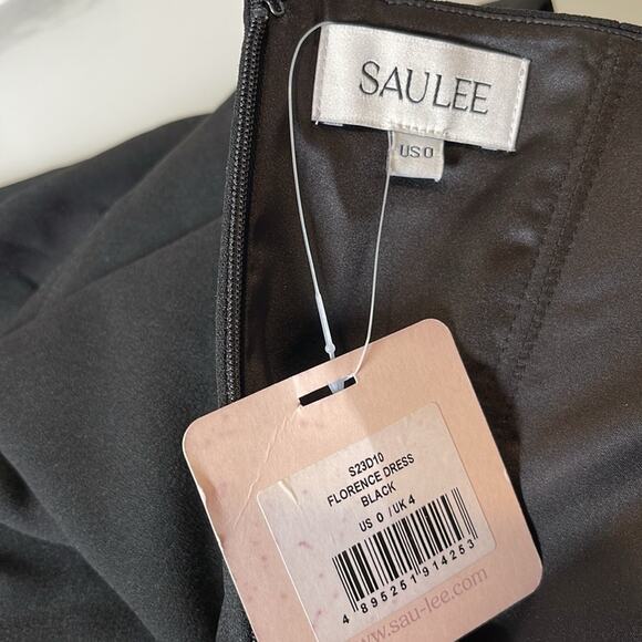 SAU LEE Florence Black Floral Appliqué Strapless Maxi Dress Size 0 - Picture 9 of 10